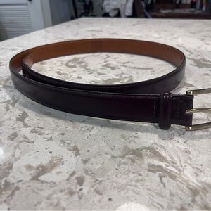 Jos. A. Bank Men's Leather Dress Belt in Dark Brown with Gold Buckle
